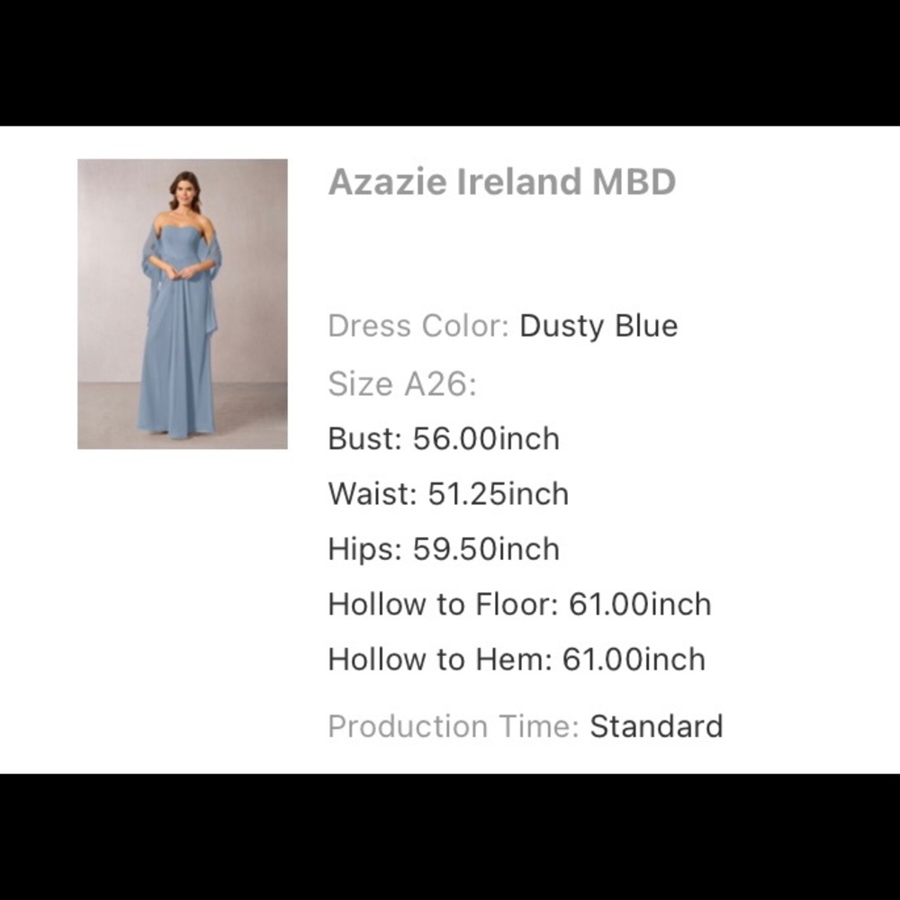 BRAND NEW Dusty blue Azazie Ireland dress